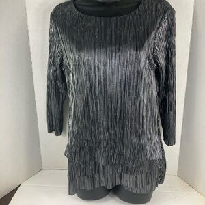 Christopher Banks silver metallic dress top, layered top.